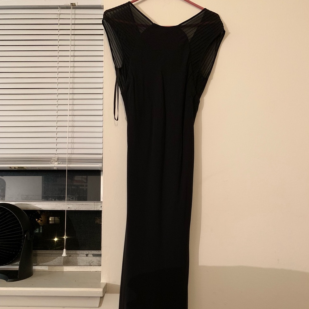 B.Moss sheer black long pencil dress